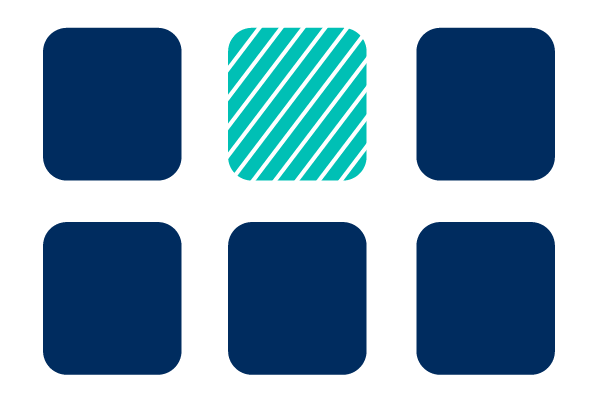 Six squares with one highlighted